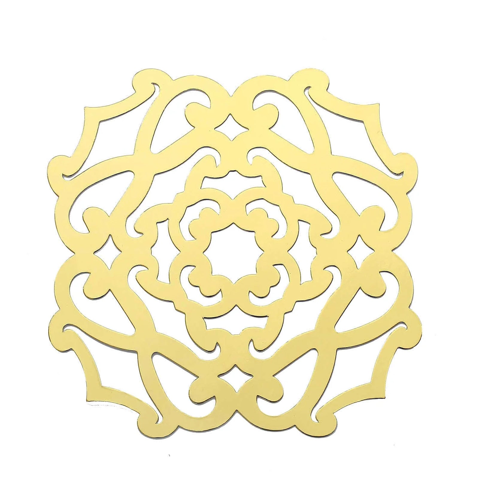 6 Pack | 13inch Metallic Gold Foil Laser Cut Flower Cardboard Placemats