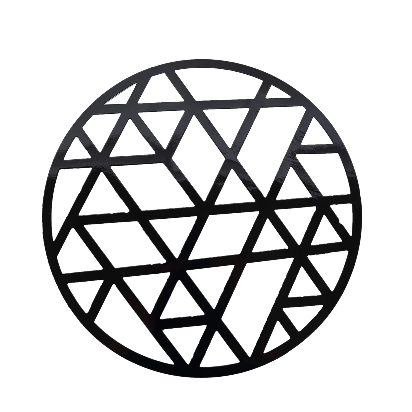 6 Pack Black Laser Cut Geometric Triangle Cardboard Dining Table Mats, 13" Round Disposable Placemats - 700 GSM