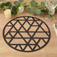 6 Pack Black Laser Cut Geometric Triangle Cardboard Dining Table Mats, 13" Round Disposable Placemats - 700 GSM
