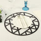 6 Pack Black Laser Cut Geometric Triangle Cardboard Dining Table Mats, 13" Round Disposable Placemats - 700 GSM