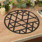 6 Pack Black Laser Cut Geometric Triangle Cardboard Dining Table Mats, 13" Round Disposable Placemats - 700 GSM