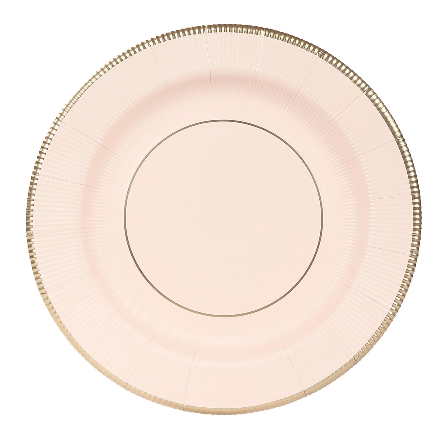 25 Pack Blush Sunray Heavy Duty Paper Charger Plates with Gold Rim, 13" Round Disposable Serving Plates - 350 GSM