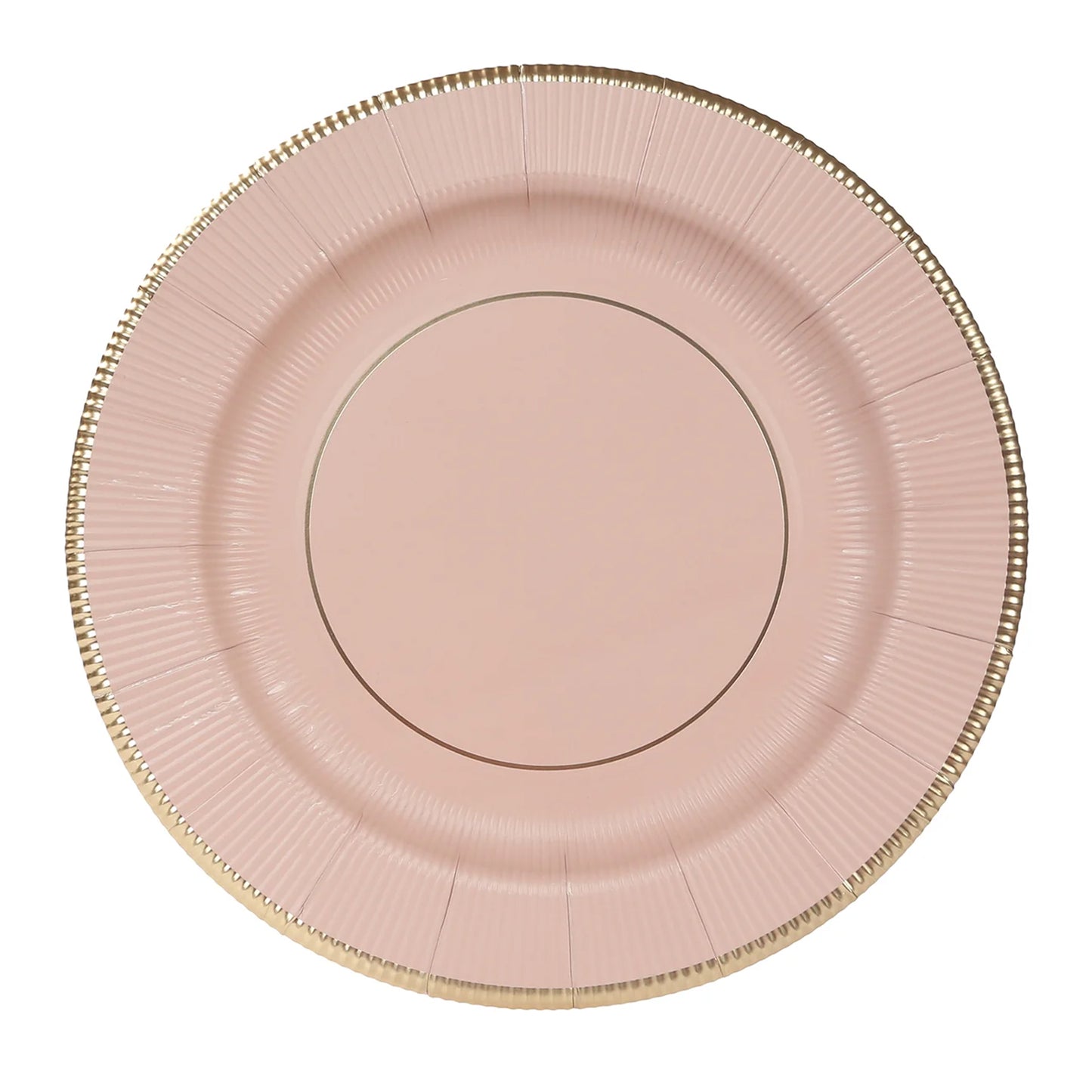 25 Pack Dusty Rose Sunray Heavy Duty Paper Charger Plates with Gold Rim, 13" Round Disposable Serving Plates - 350 GSM