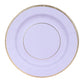 25 Pack Lavender Lilac Sunray Heavy Duty Paper Charger Plates with Gold Rim, 13" Round Disposable Serving Plates - 350 GSM
