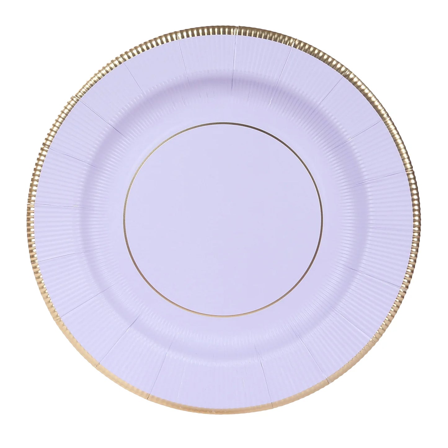 25 Pack Lavender Lilac Sunray Heavy Duty Paper Charger Plates with Gold Rim, 13" Round Disposable Serving Plates - 350 GSM
