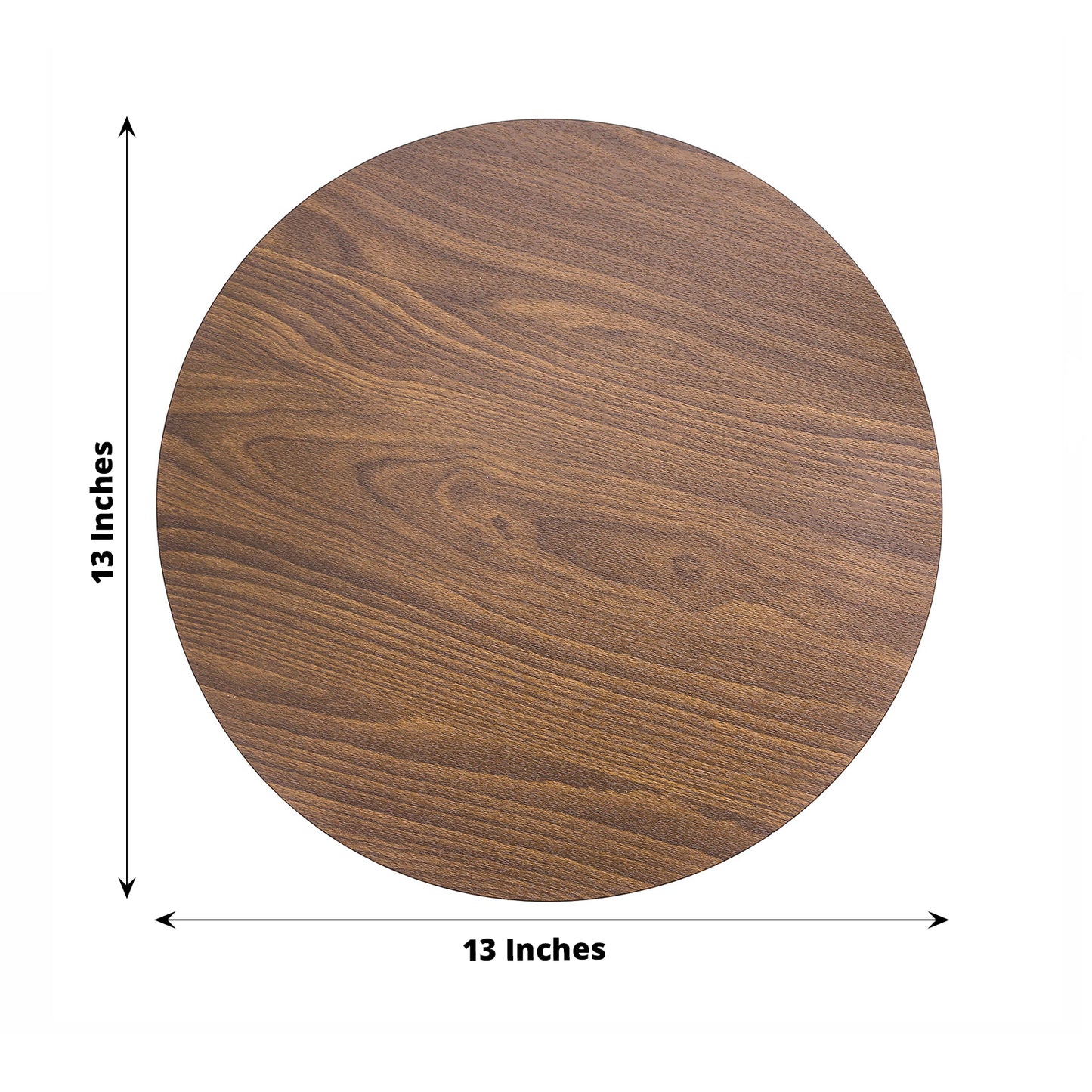 6 Pack Brown 13" Disposable Placemats With Walnut Wood Design, Round Paper Dining Table Mats