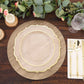 6 Pack Natural 13" Disposable Placemats With Walnut Wood Design, Round Paper Dining Table Mats