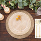 6 Pack Natural 13" Disposable Placemats With Walnut Wood Design, Round Paper Dining Table Mats