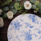 6 Pack White Blue Cardboard Paper Charger Plates in French Toile Floral Pattern, 13" Round Disposable Placemats- 700 GSM