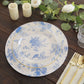 6 Pack White Blue Cardboard Paper Charger Plates in French Toile Floral Pattern, 13" Round Disposable Placemats- 700 GSM