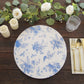 6 Pack White Blue Cardboard Paper Charger Plates in French Toile Floral Pattern, 13" Round Disposable Placemats- 700 GSM