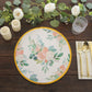 6 Pack White Pink Floral Cardboard Paper Charger Plates with Gold Rim, 13" Round Disposable Placemats- 700 GSM