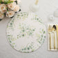 6 Pack White Green Cardboard Paper Charger Plates with Eucalyptus Leaves Print, 13" Round Disposable Placemats- 700 GSM