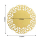 6 Pack Metallic Gold Laser Cut Disposable Dining Table Mats with Floral Rim, 13" Round Cardboard Placemats - 400GSM