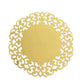 6 Pack Metallic Gold Laser Cut Disposable Dining Table Mats with Floral Rim, 13" Round Cardboard Placemats - 400GSM