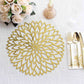 6 Pack Metallic Gold Laser Cut Hibiscus Flower Disposable Table Mats, 13" Round Cardboard Placemats - 400GSM