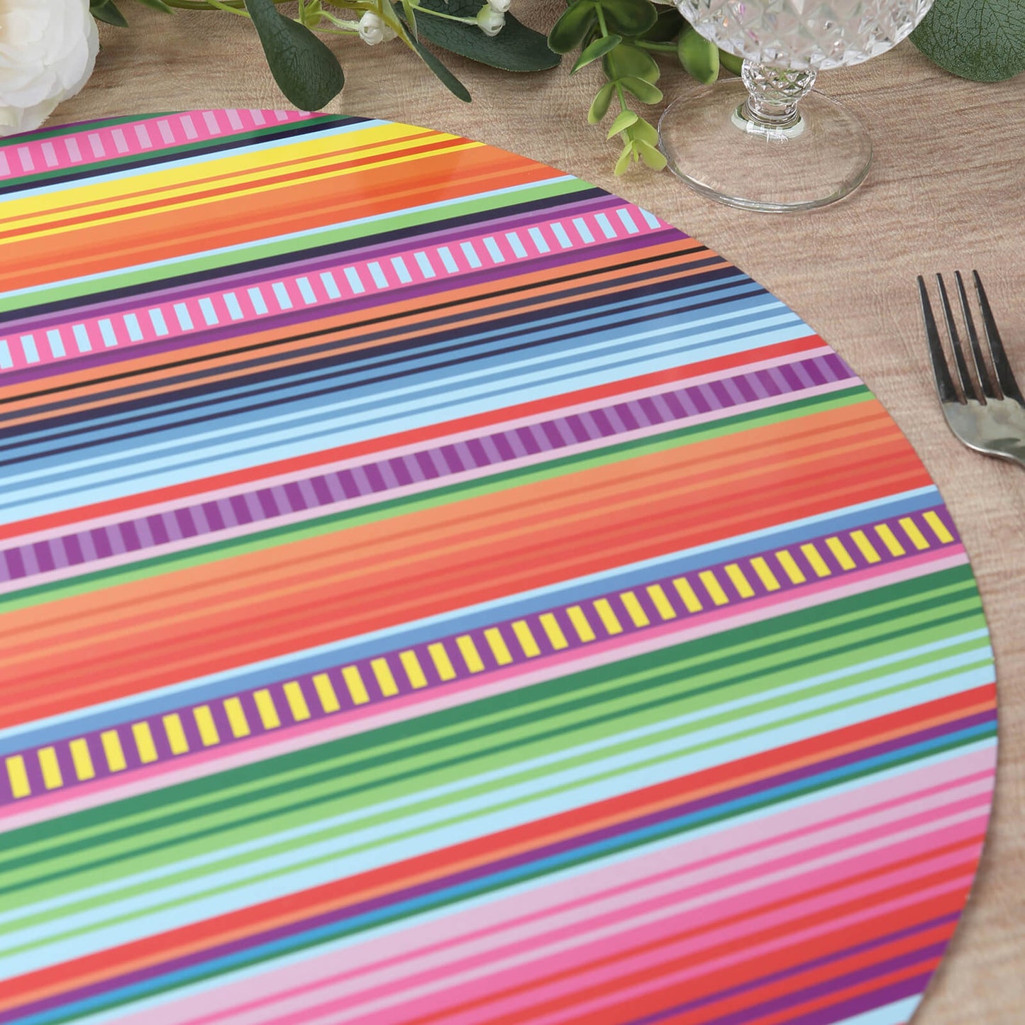 10 Pack Cinco De Mayo Party Theme Paper Placemats, 13" Round Mexican Serape Fiesta Disposable Dining Table Mats - 300 GSM