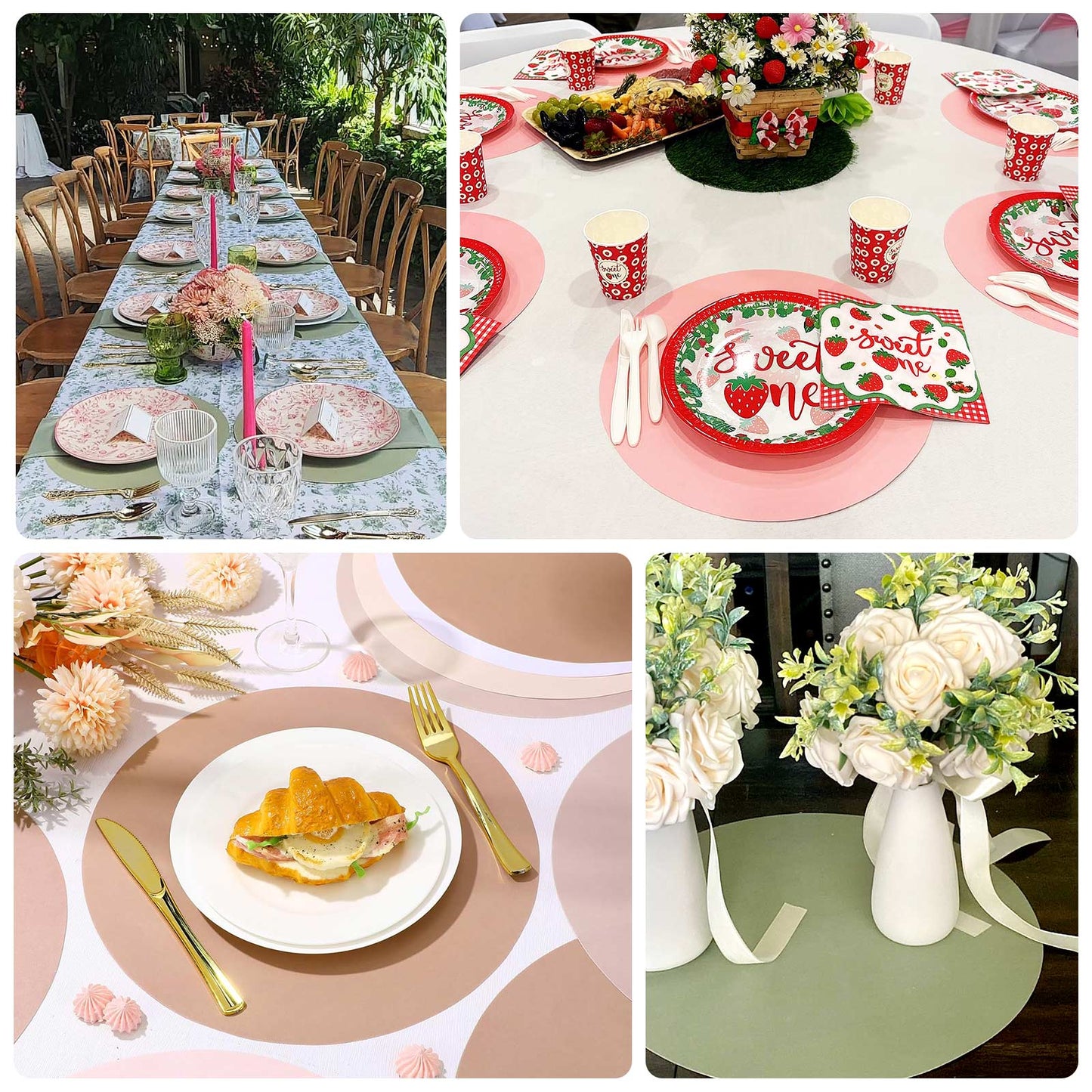 50 Pack 13" Round Disposable Paper Placemats – Cardboard Dining Table Mats, 120 GSM