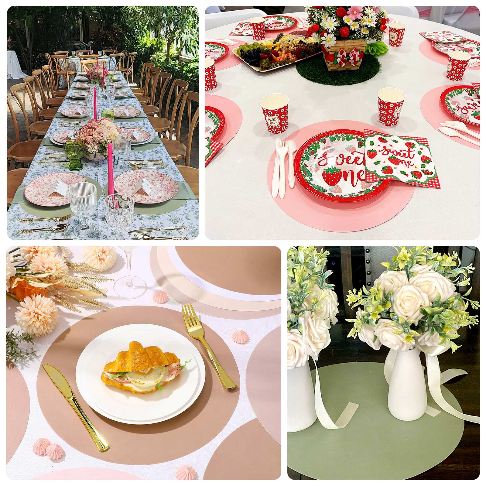 50 Pack 13" Round Disposable Paper Placemats – Cardboard Dining Table Mats, 120 GSM