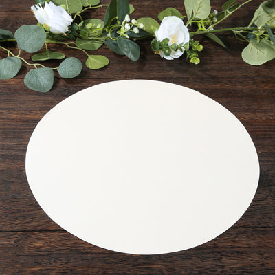 50 Pack Disposable Paper Placemats 13" Round – Pearl White Cardboard Dining Table Mats, 120 GSM