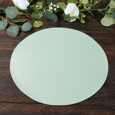 50 Pack Disposable Paper Placemats 13" Round – Sage Green Cardboard Dining Table Mats, 120 GSM