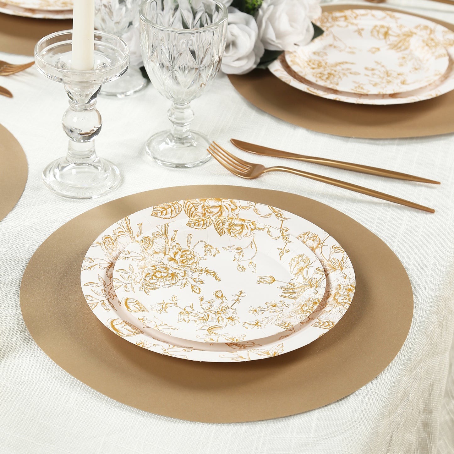 50 Pack 13" Round Disposable Paper Placemats – Taupe Cardboard Dining Table Mats, 120 GSM