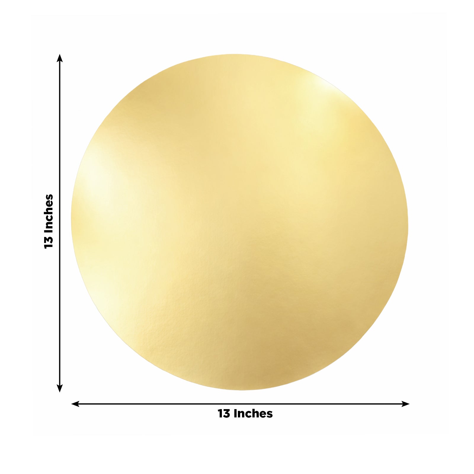 Gold round disposable table placemat, 13 inches, perfect for events and catering.