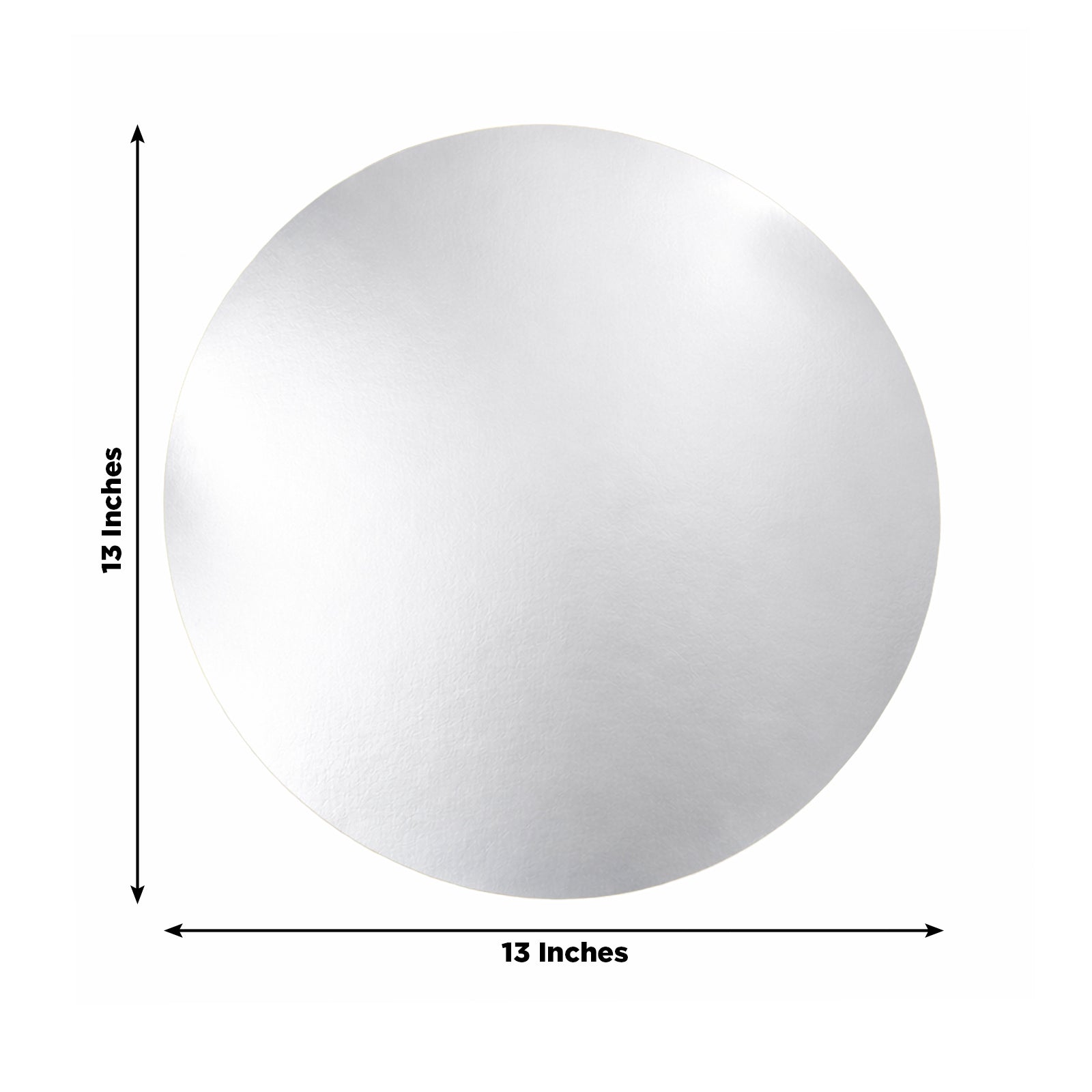 Silver round disposable table placemat, 13 inches, perfect for events and catering.
