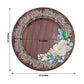 25 Pack Round Paper Charger Plates in Brown Rustic Wood Print, 13" Disposable Charger Plates With Floral Lace Rim