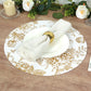 6 Pack 13" Disposable Placemats in French Toile Floral Pattern, White Gold Cardboard Paper Charger Plates