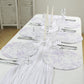 10 Pack 13" Disposable Placemats in French Toile Floral Pattern, Matte Lavender and White Cardboard Paper Charger Plates