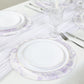 10 Pack 13" Disposable Placemats in French Toile Floral Pattern, Matte Lavender and White Cardboard Paper Charger Plates