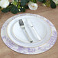 10 Pack 13" Disposable Placemats in French Toile Floral Pattern, Matte Lavender and White Cardboard Paper Charger Plates