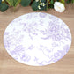 10 Pack 13" Disposable Placemats in French Toile Floral Pattern, Matte Lavender and White Cardboard Paper Charger Plates