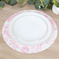 10 Pack 13" Disposable Placemats in French Toile Floral Pattern, Matte Pink and White Cardboard Paper Charger Plates
