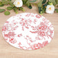 10-Pack Disposable Table Placemats in French Toile Print 13" in Matte White/Red - Chic Floral Cardboard Placemats for Stylish Table Setting