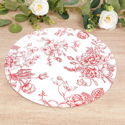 Matte Red and White French Toile Disposable Placemats