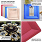 Champagne textured disposable square serving trays in various colors.