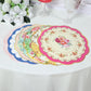 24 Pack Mixed Floral Tea Party Paper Table Mats with Scalloped Rim, 13" Round Disposable Placemats Cardboard Dinner Charger Plates - 400GSM