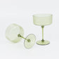 24-Pack Plastic Cocktail Glasses – 10oz Dusty Sage Green Ribbed Premium Disposable Coupe Champagne C