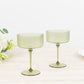 24-Pack Plastic Cocktail Glasses – 10oz Dusty Sage Green Ribbed Premium Disposable Coupe Champagne C
