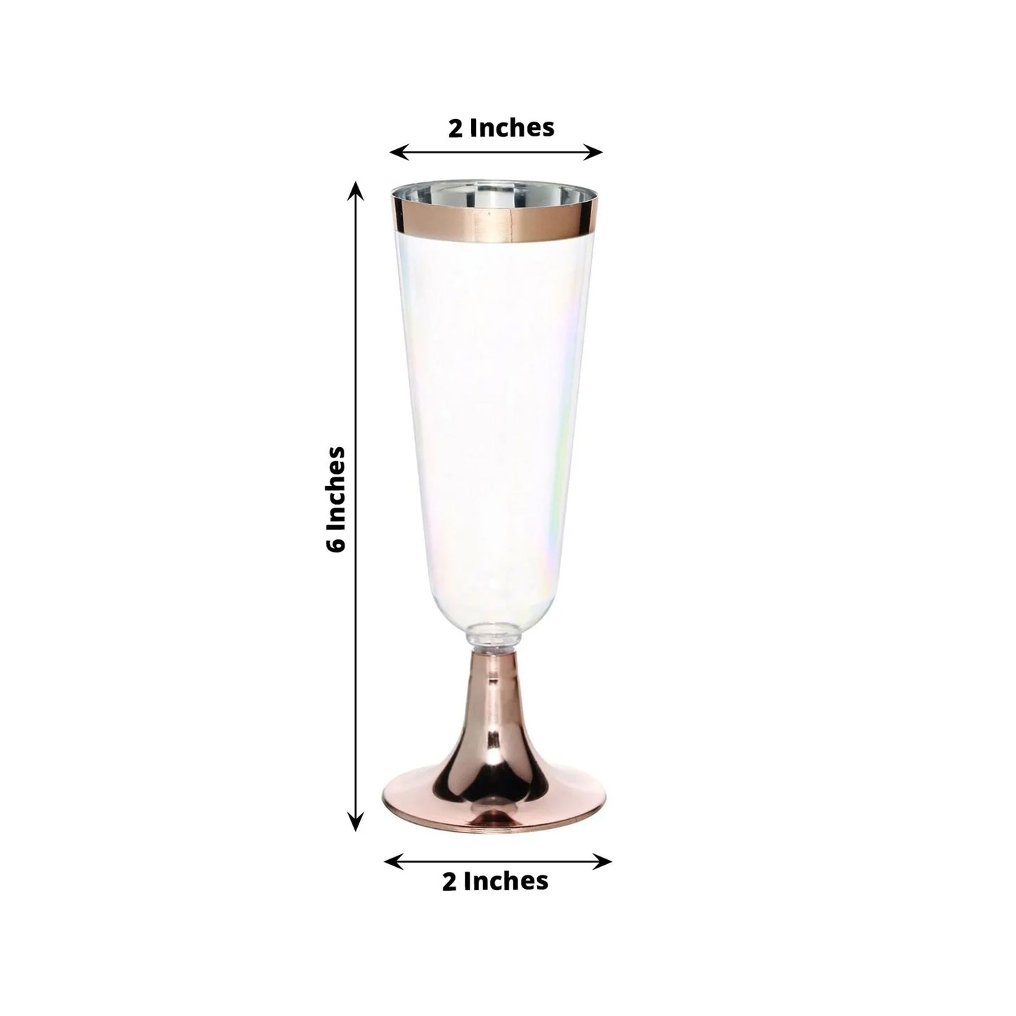 Plastic 5oz Champagne Flutes, Champagne Glasses with Rose Gold Rimmed and Detachable Base