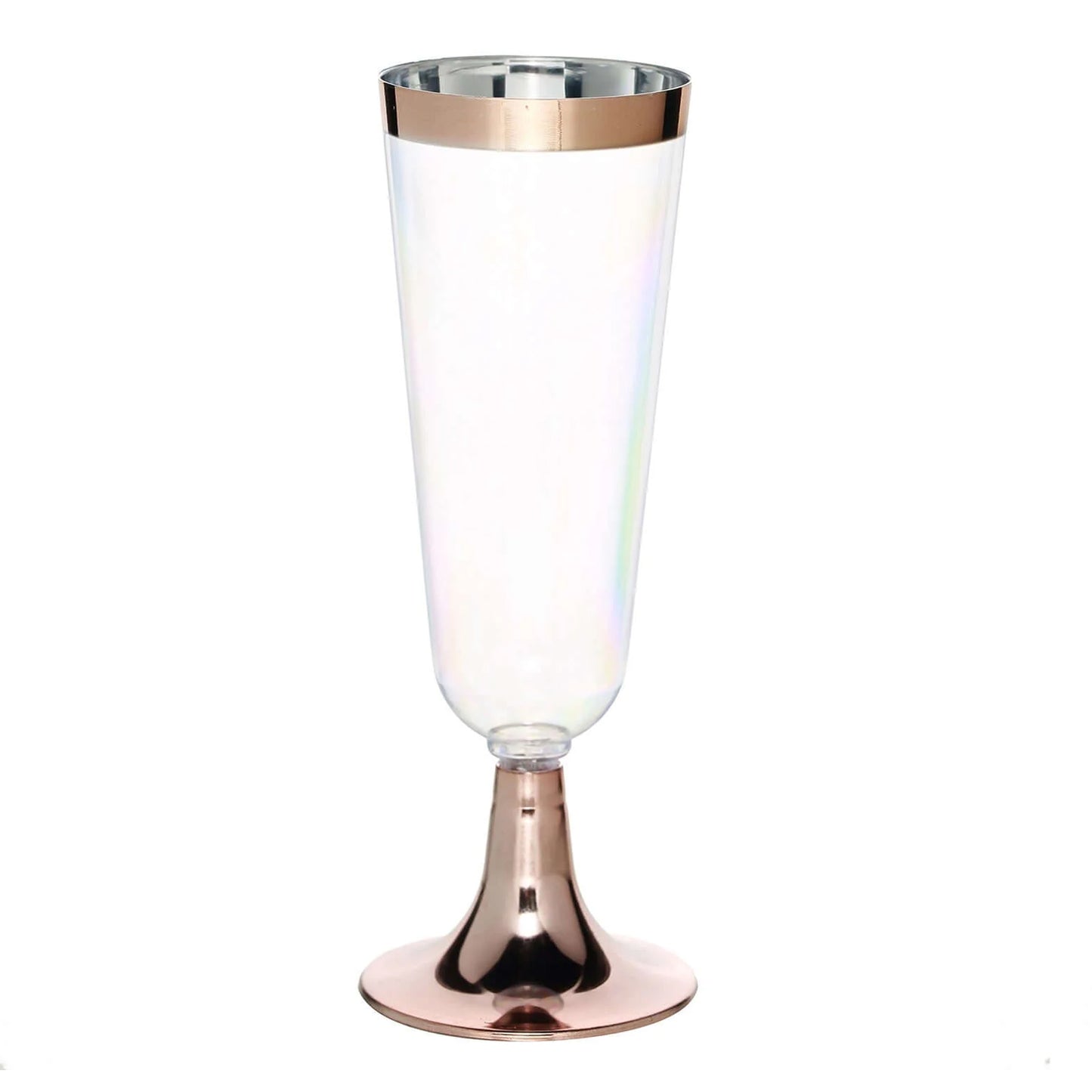 Plastic 5oz Champagne Flutes, Champagne Glasses with Rose Gold Rimmed and Detachable Base#whtbkgd