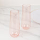12 Pack Plastic Champagne Glasses in Transparent Blush, Reusable Lightweight Champagne Flutes 9oz