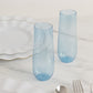 12 Pack Plastic Champagne Glasses in Transparent Blue, Reusable Lightweight Champagne Flutes 9oz