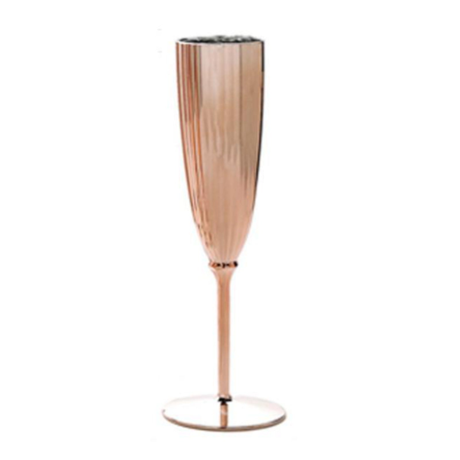 Rose gold 5oz disposable champagne flute for celebrations.