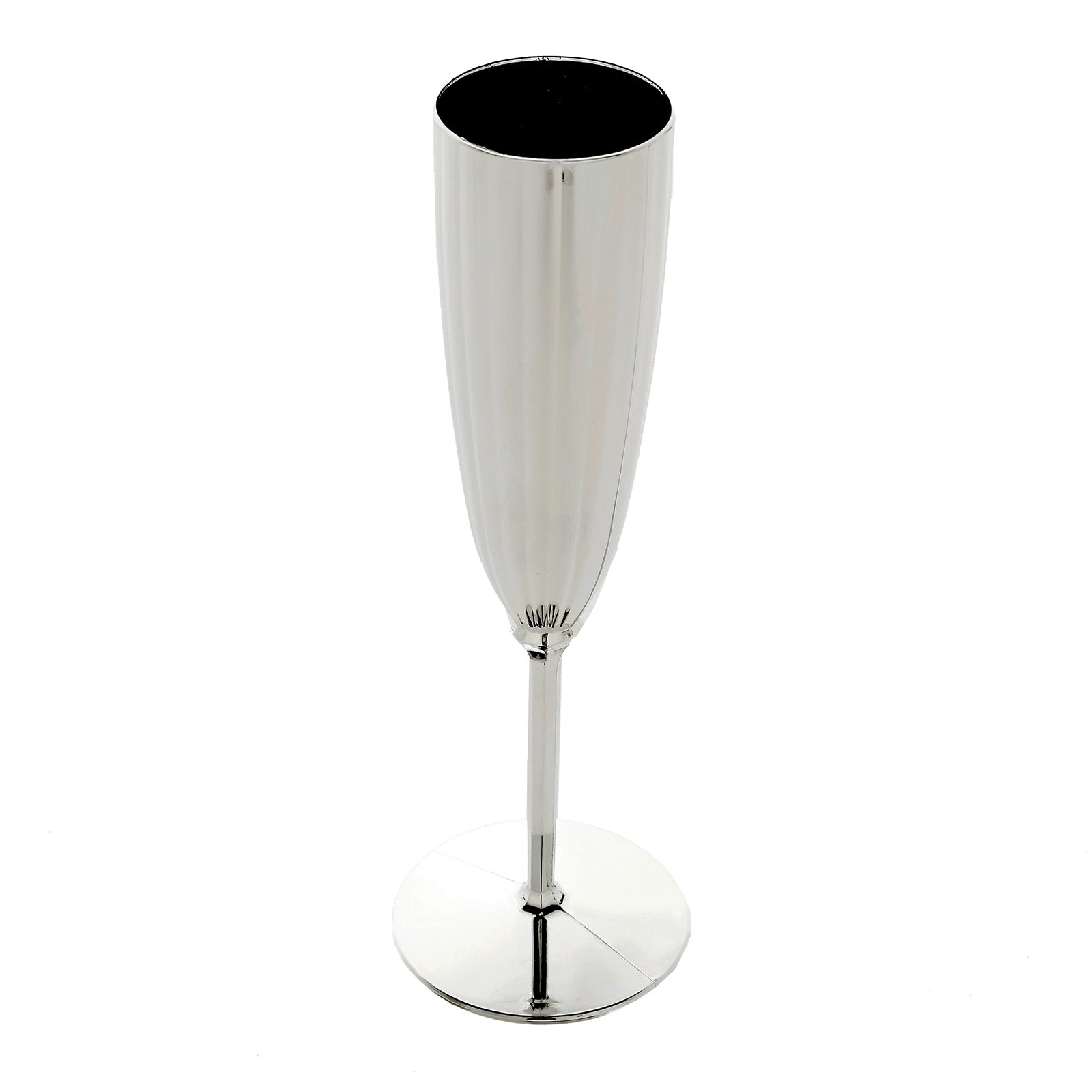 Silver disposable champagne flute for celebrations.