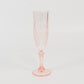 6 Pack Transparent Blush Crystal Cut Reusable Plastic Wedding Flute Glasses, 8oz Shatterproof Champagne Toast Glasses