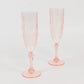 6 Pack Transparent Blush Crystal Cut Reusable Plastic Wedding Flute Glasses, 8oz Shatterproof Champagne Toast Glasses
