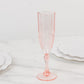 6 Pack Transparent Blush Crystal Cut Reusable Plastic Wedding Flute Glasses, 8oz Shatterproof Champagne Toast Glasses